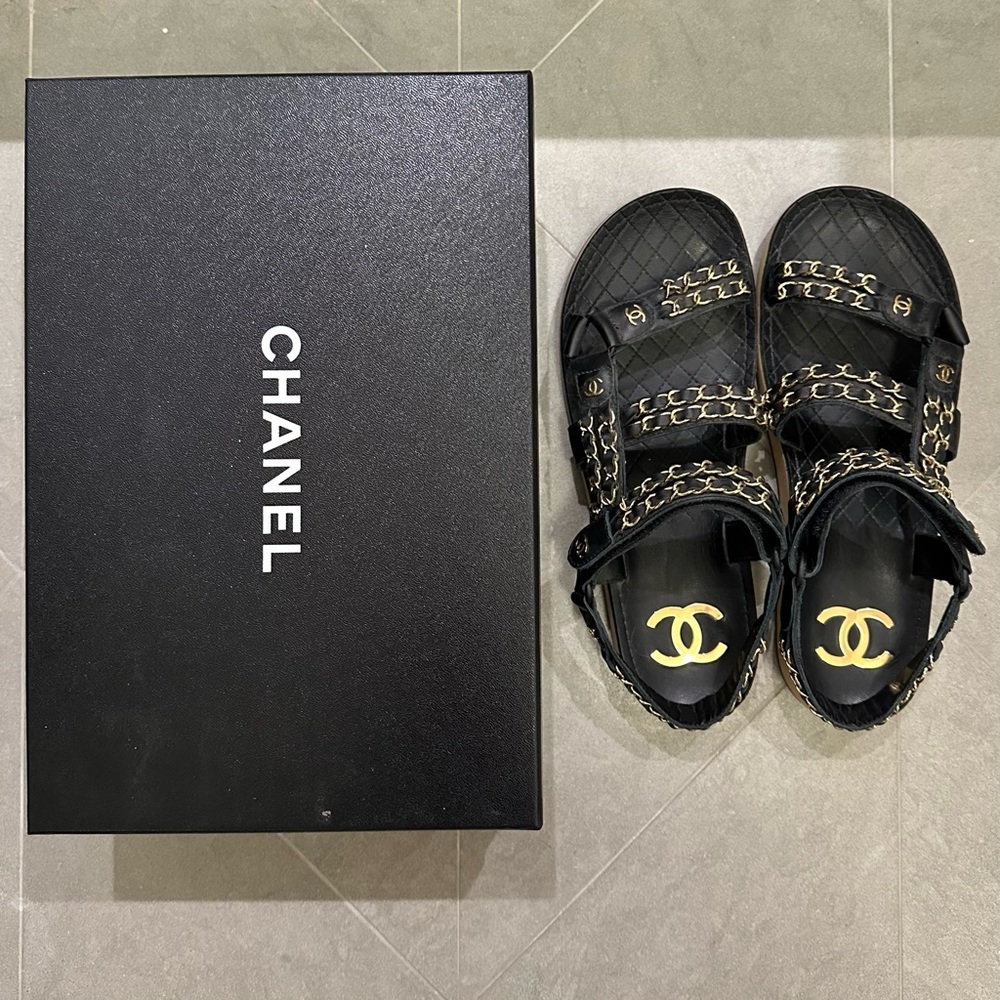 Chanel chain teva dad sandals black 38.5 - Picture 6 of 6